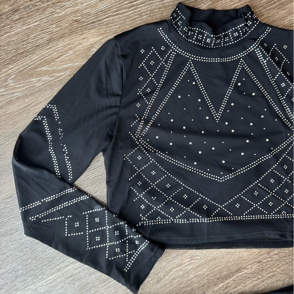 Black Rhinestone Two-Piece Set - Picture 3 of 3